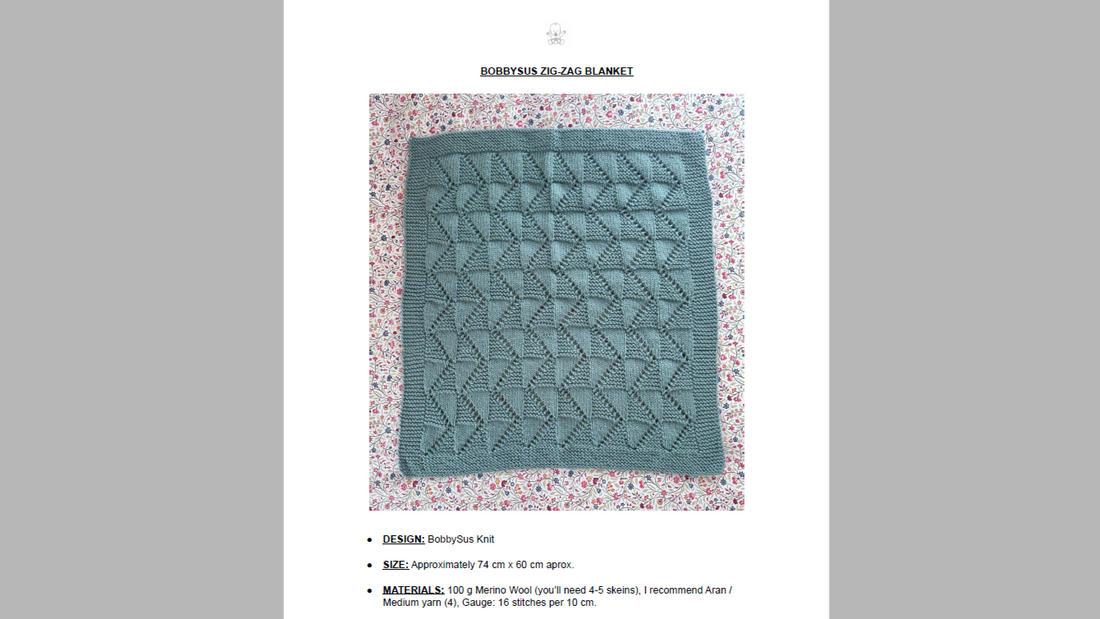 Inside a Bobbysus knitting pattern with sample pages, instructions and knitting chart
