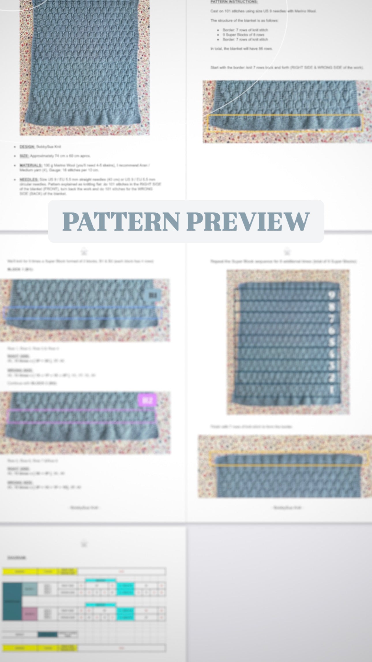 beehive baby blanket knitting pattern instructions preview