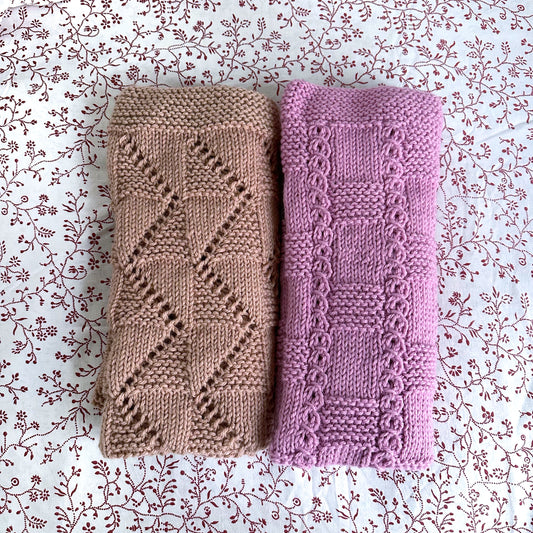 zig zag and chess line baby blanket knitting pattern bundle folded blankets