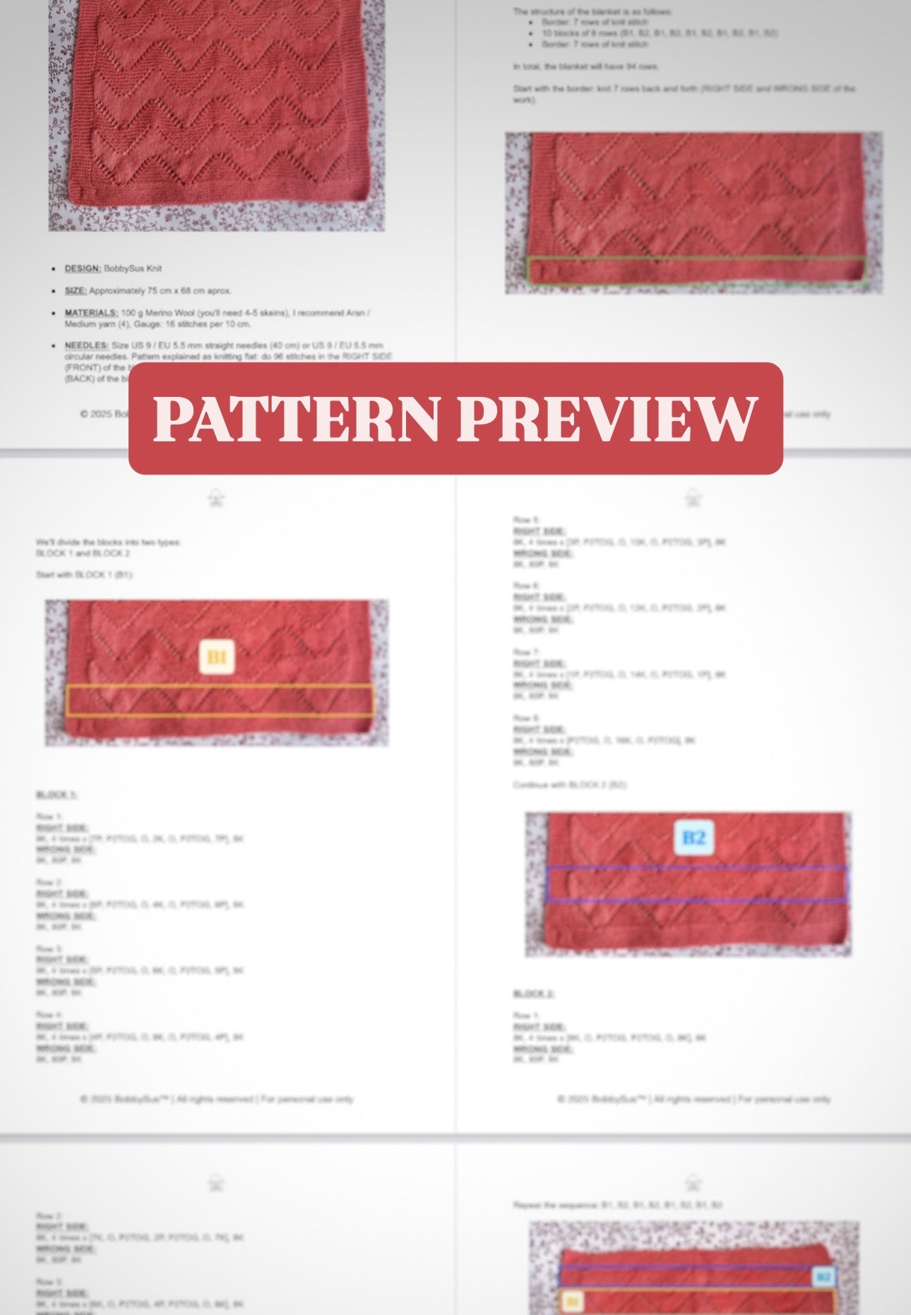 diamond baby blanket knitting pattern instructions preview