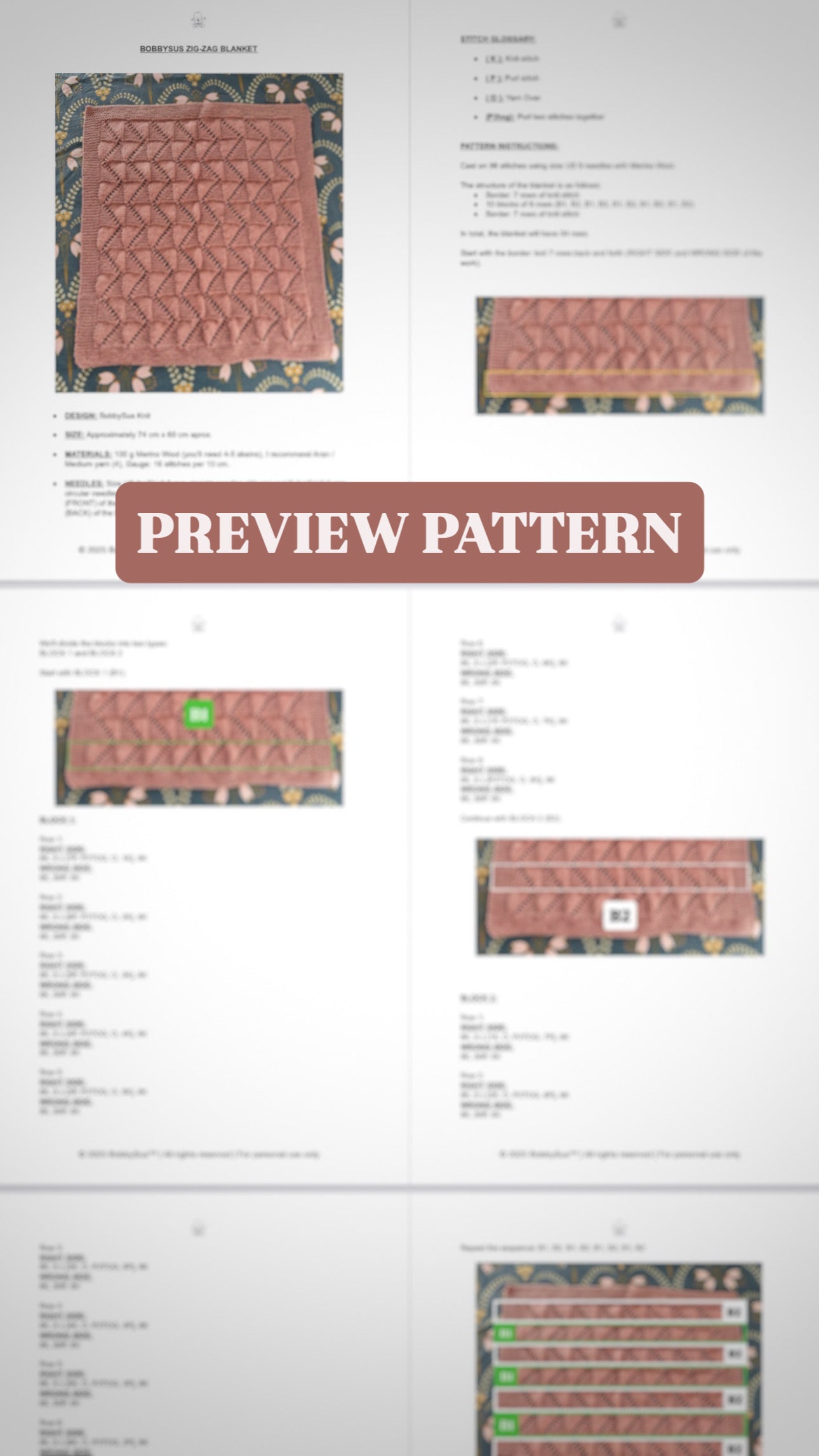 zig zag baby blanket knitting pattern instructions preview