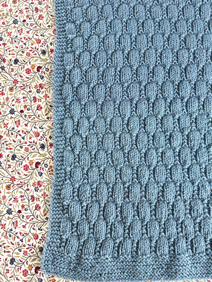 beehive baby blanket knitting pattern edge and stitch definition blue