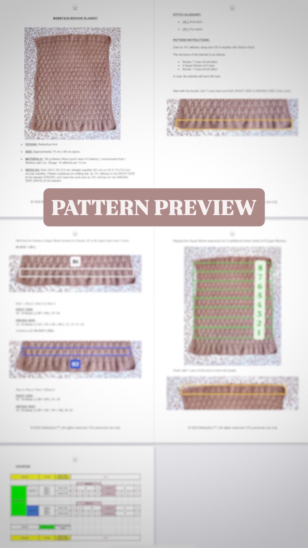 beehive baby blanket knitting pattern pdf preview