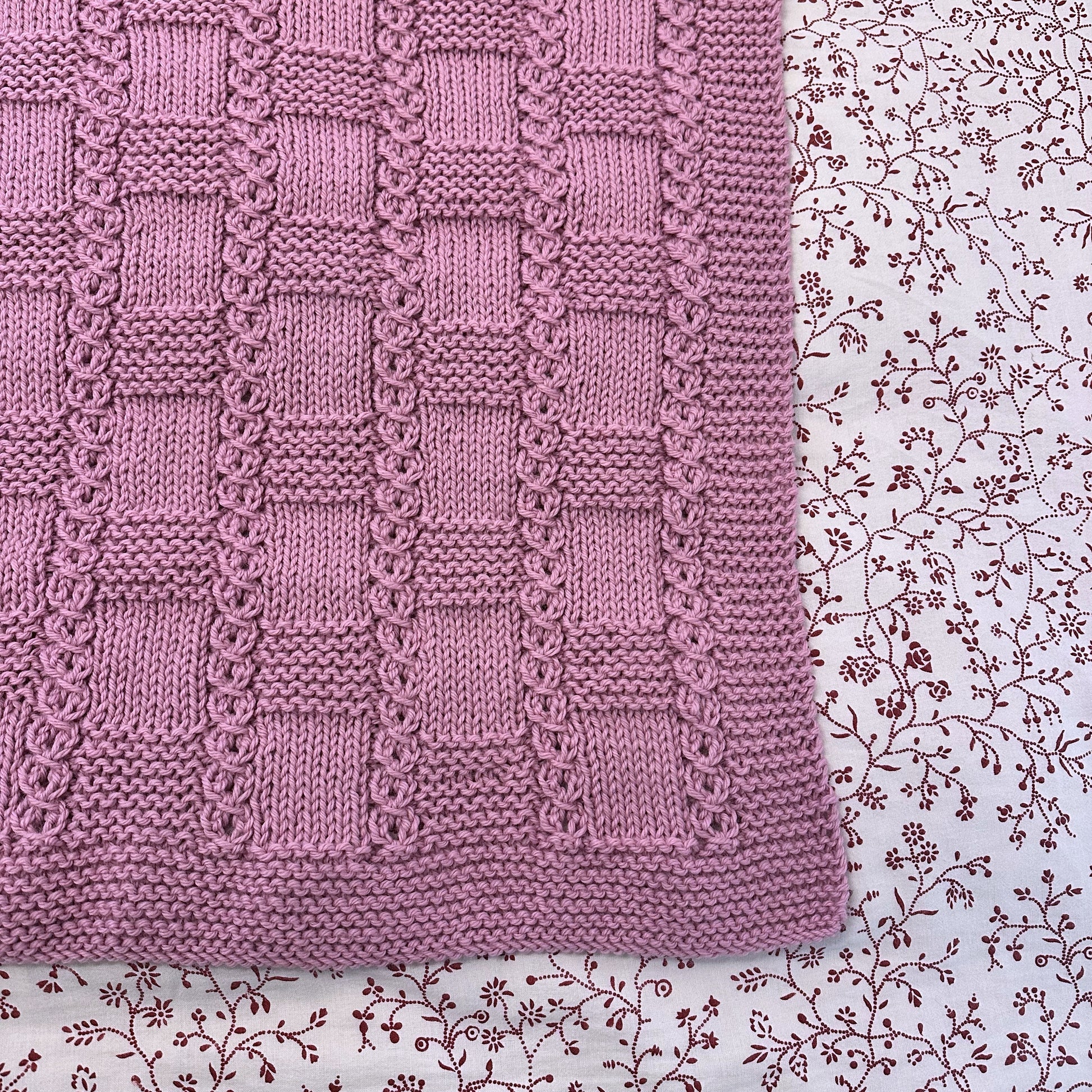 chess line baby blanket knitting pattern edge and stitch definition mauve