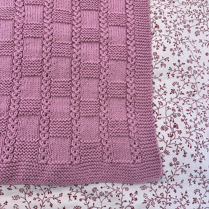 chess line baby blanket knitting pattern edge and stitch definition mauve