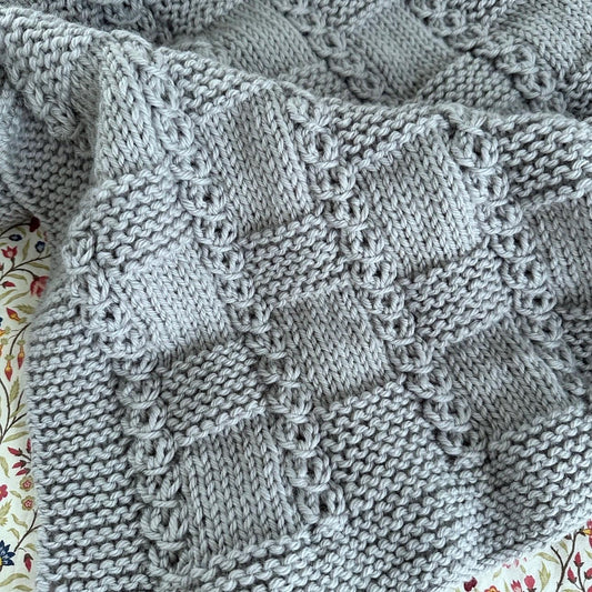 chess line baby blanket knitting pattern textured knit design