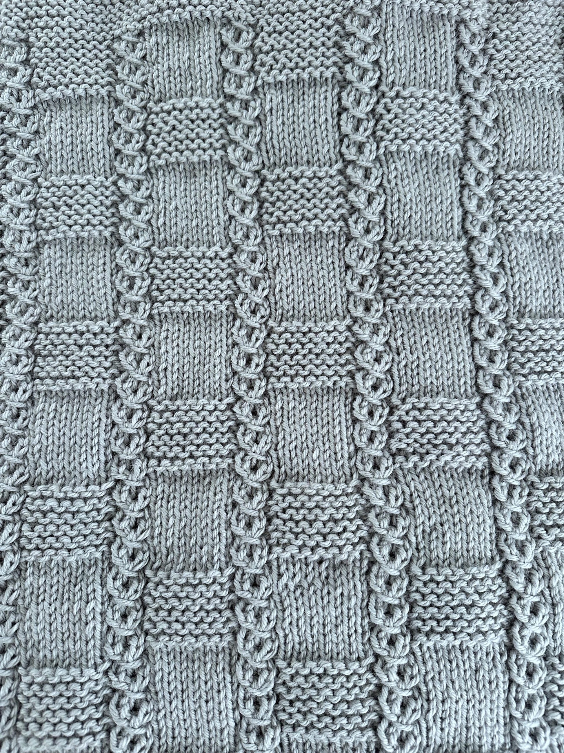 chess line baby blanket knitting pattern lace and cable texture