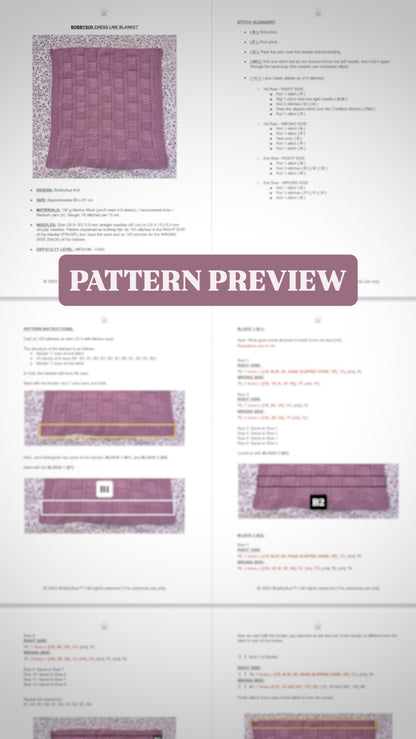 chess line baby blanket knitting pattern pdf preview mauve
