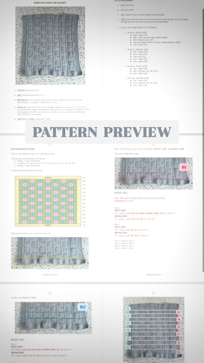 chess line baby blanket knitting pattern pdf preview