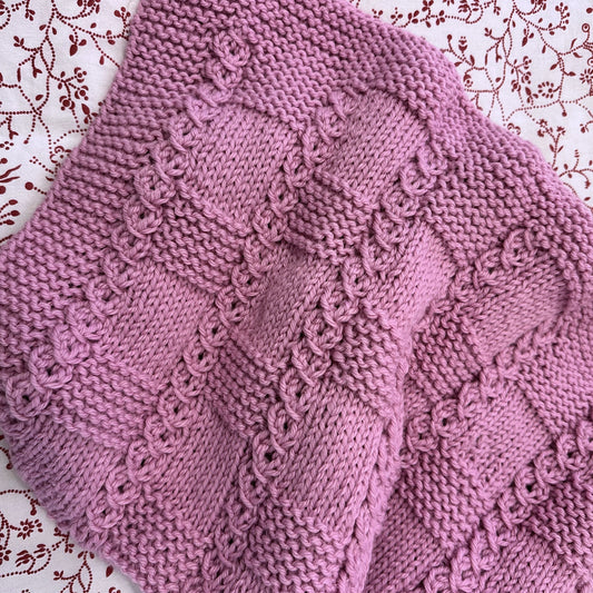 chess line baby blanket knitting pattern soft mauve color