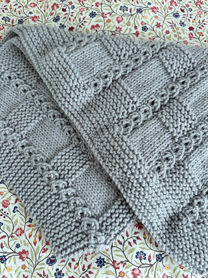 chess line baby blanket knitting pattern soft neutral color
