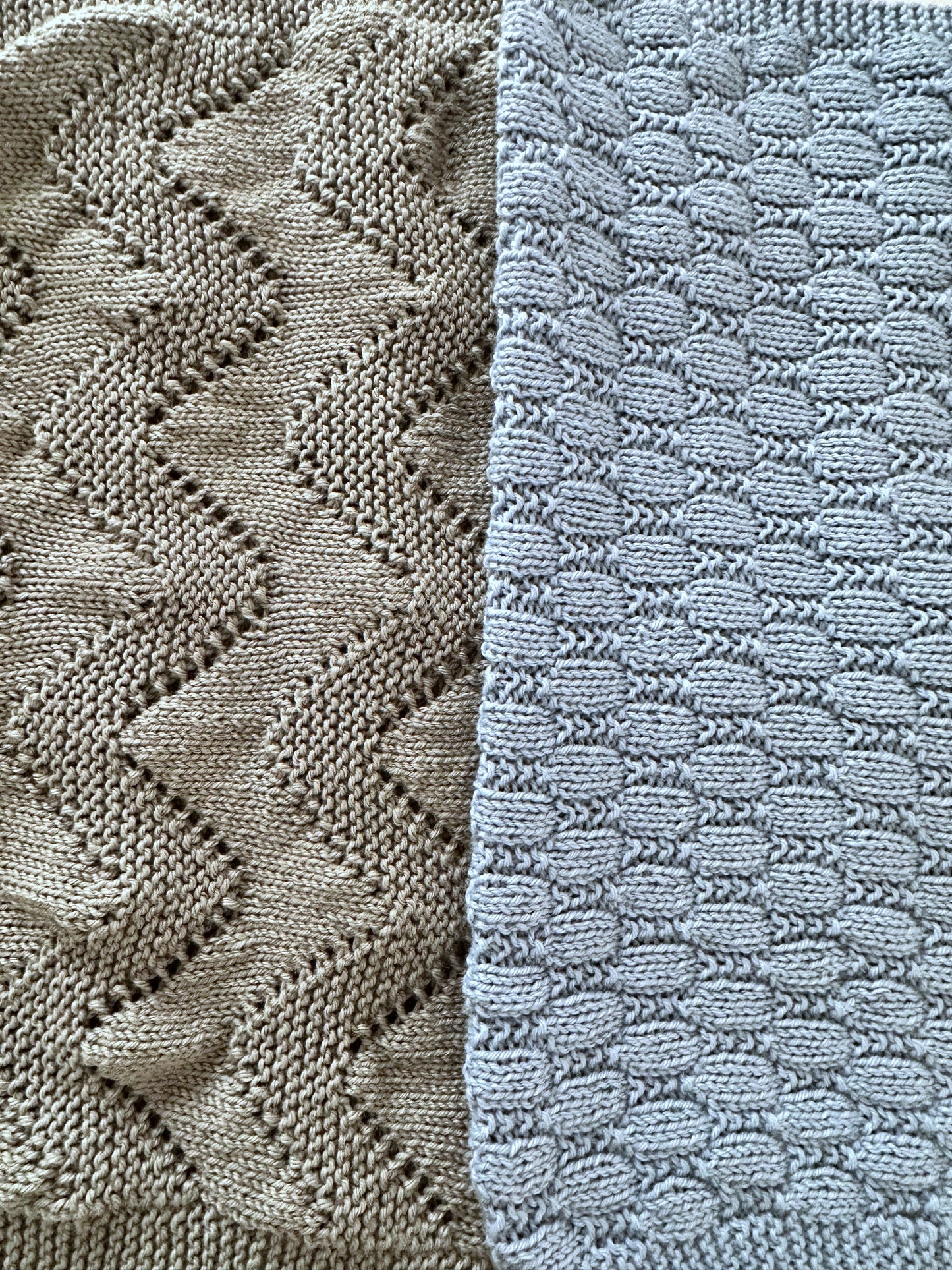 close up diamond and beehive stitch baby blanket knitting patterns