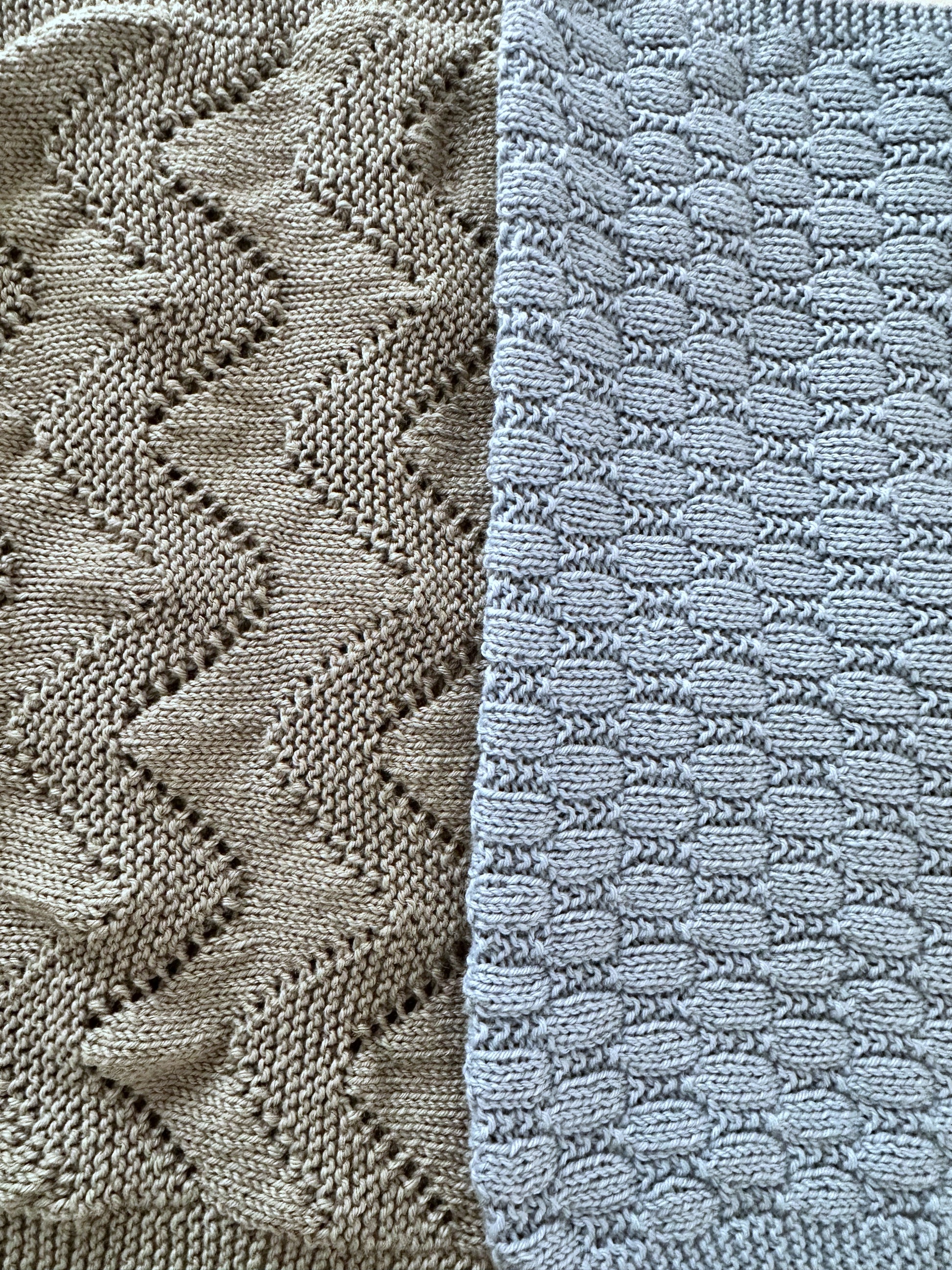 close up diamond and beehive stitch baby blanket knitting patterns