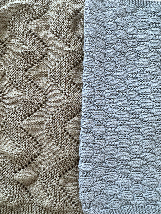close up diamond and beehive stitch baby blanket knitting patterns