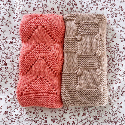 diamond and bobble baby blanket knitting pattern bundle folded blankets