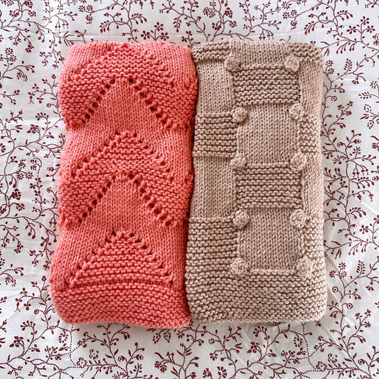 diamond and bobble baby blanket knitting pattern bundle folded blankets