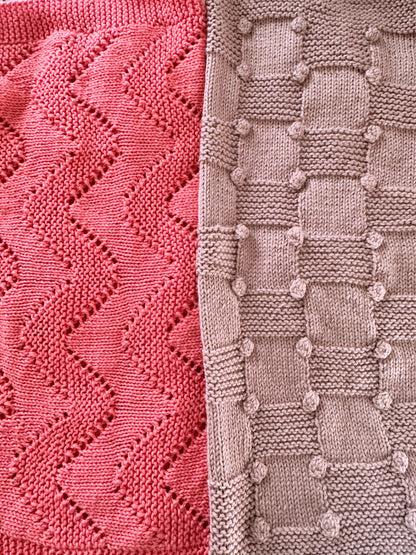 close up diamond and bobble stitch baby blanket knitting patterns