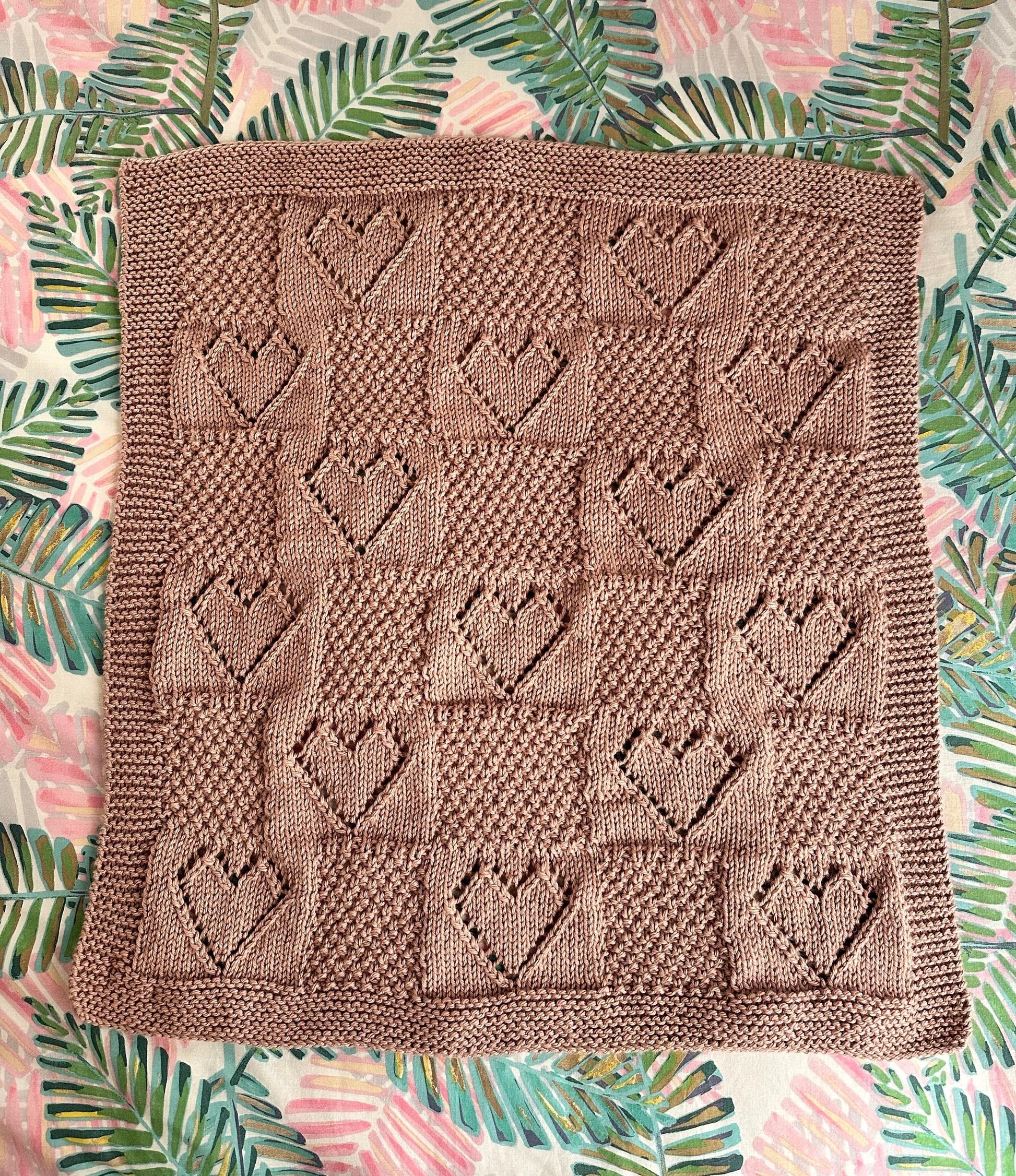 heart baby blanket knitting pattern full blanket view