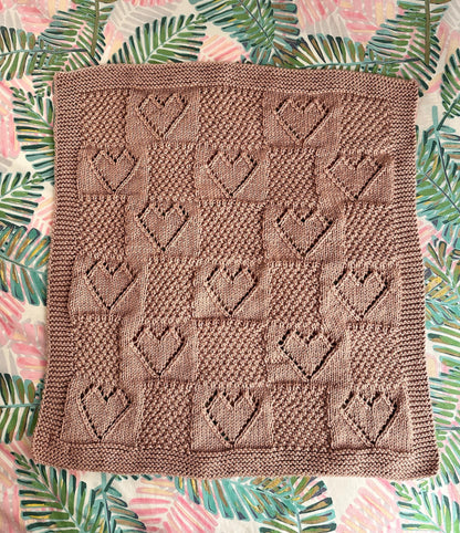 heart baby blanket knitting pattern full blanket view