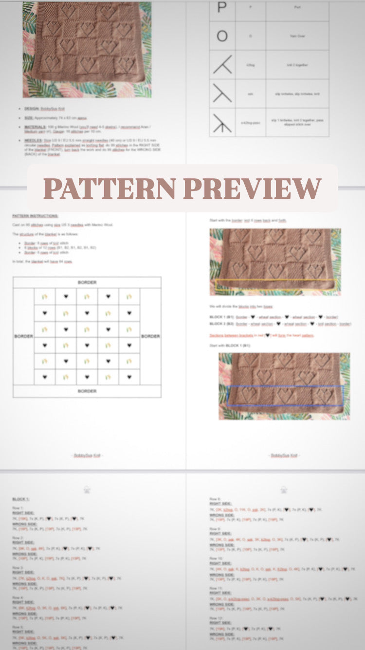 heart baby blanket knitting pattern pdf preview