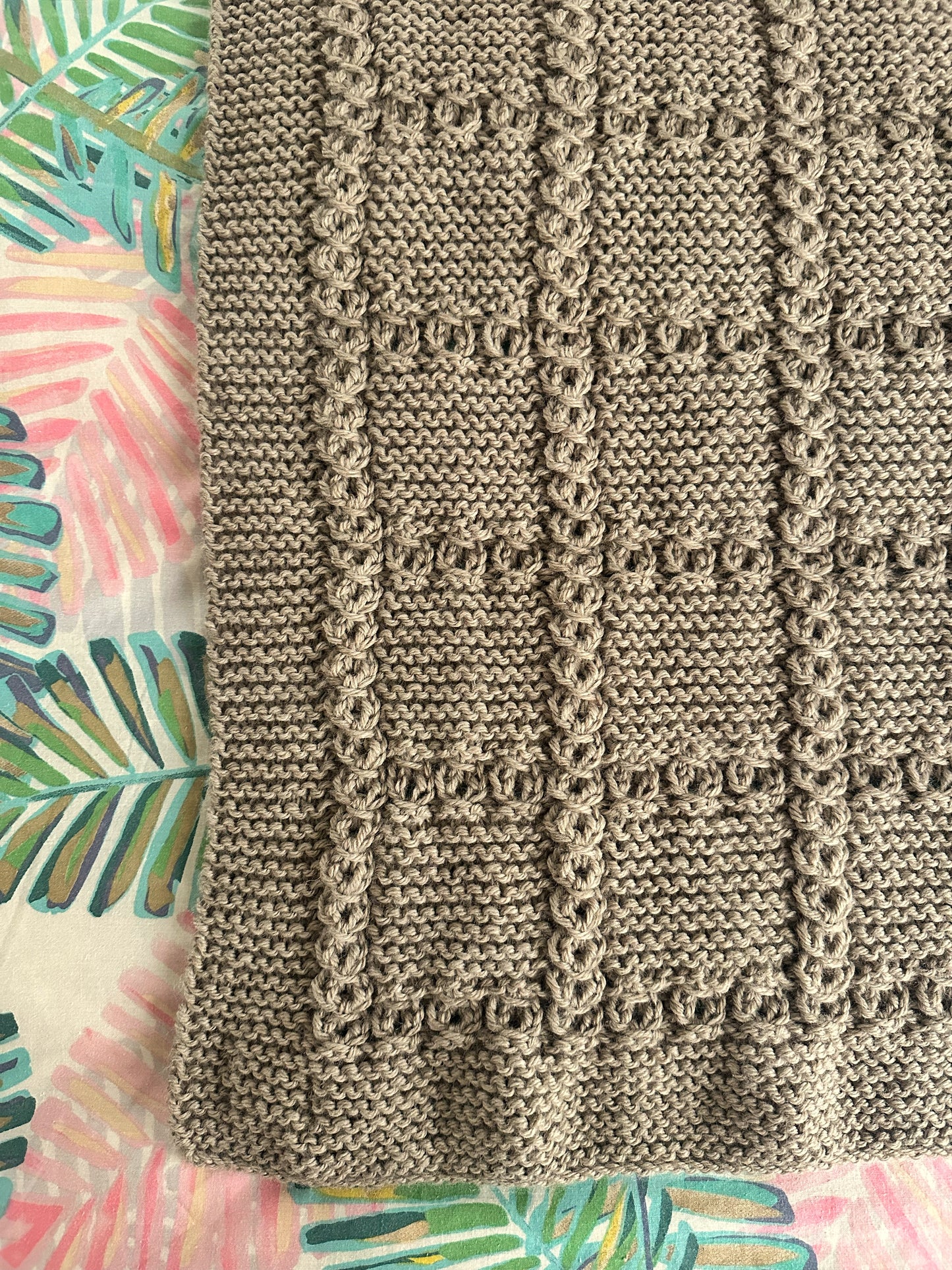 lace cable baby blanket knitting pattern edge and stitch definition camel