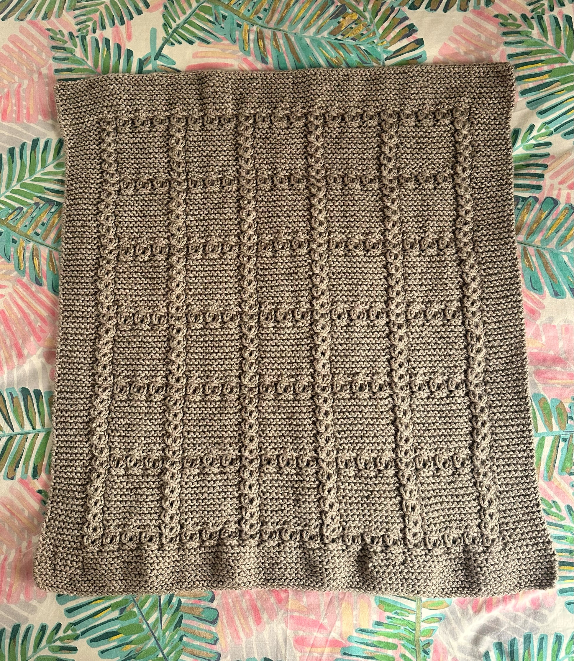 lace cable baby blanket knitting pattern full blanket view camel