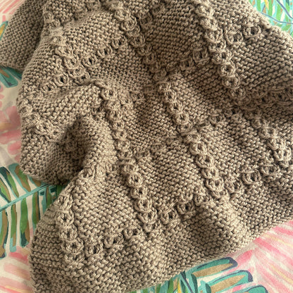 lace cable baby blanket knitting pattern textured knit design camel