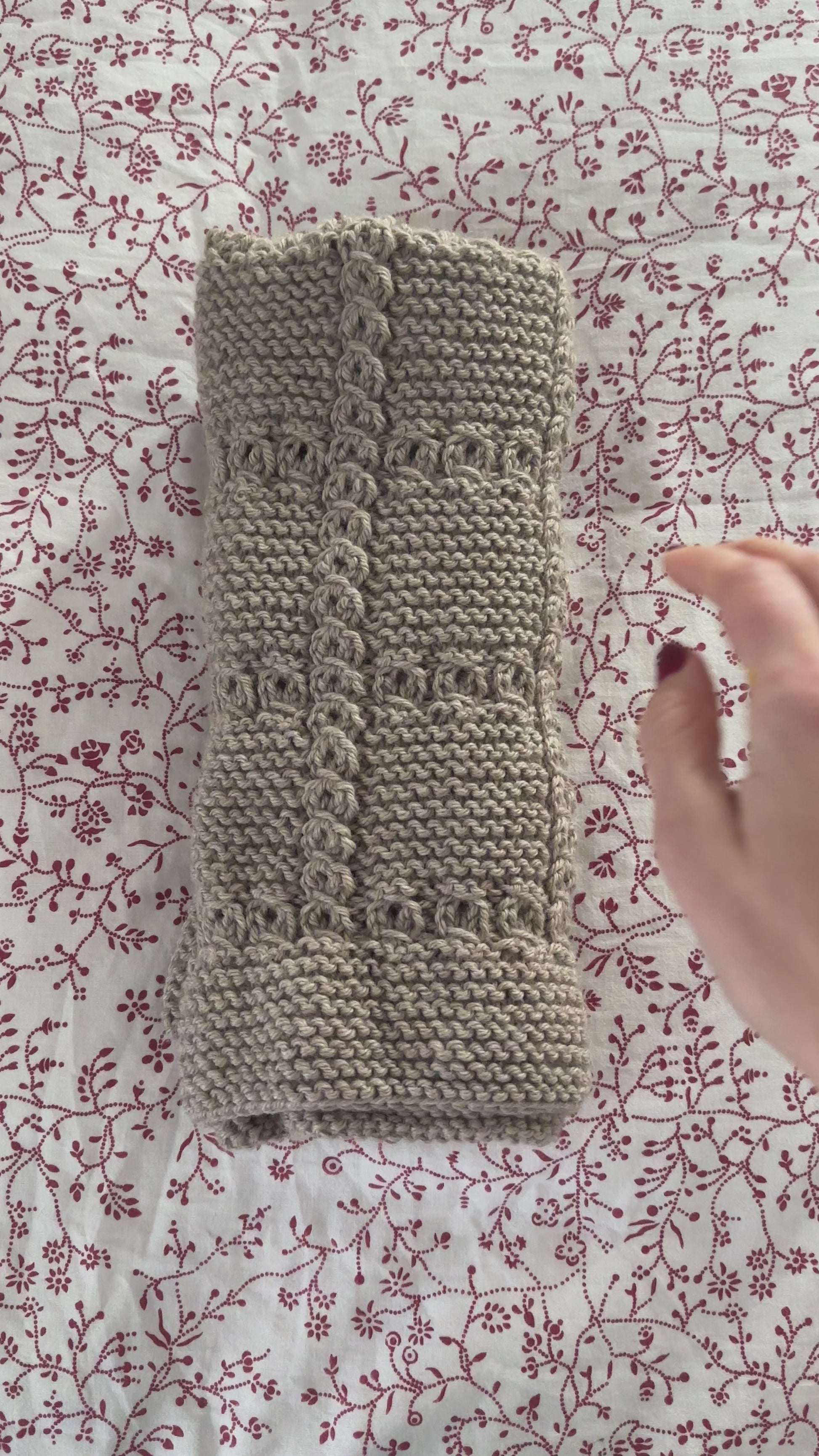 lace cable baby blanket knitting pattern video showing textured knit in movement