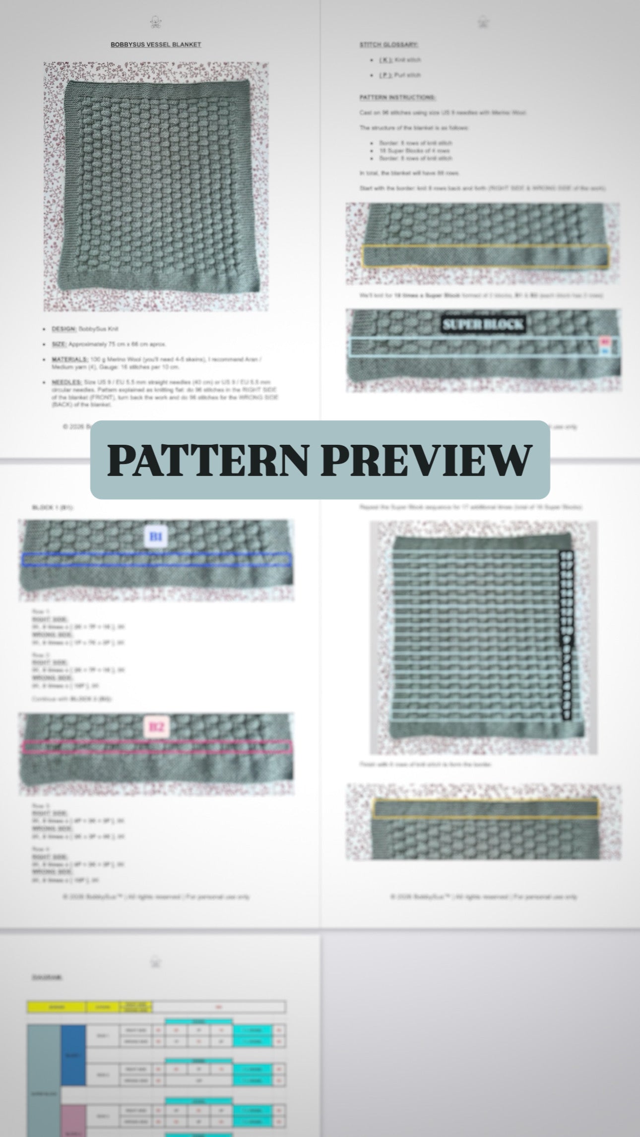 vessel baby blanket knitting pattern pdf preview