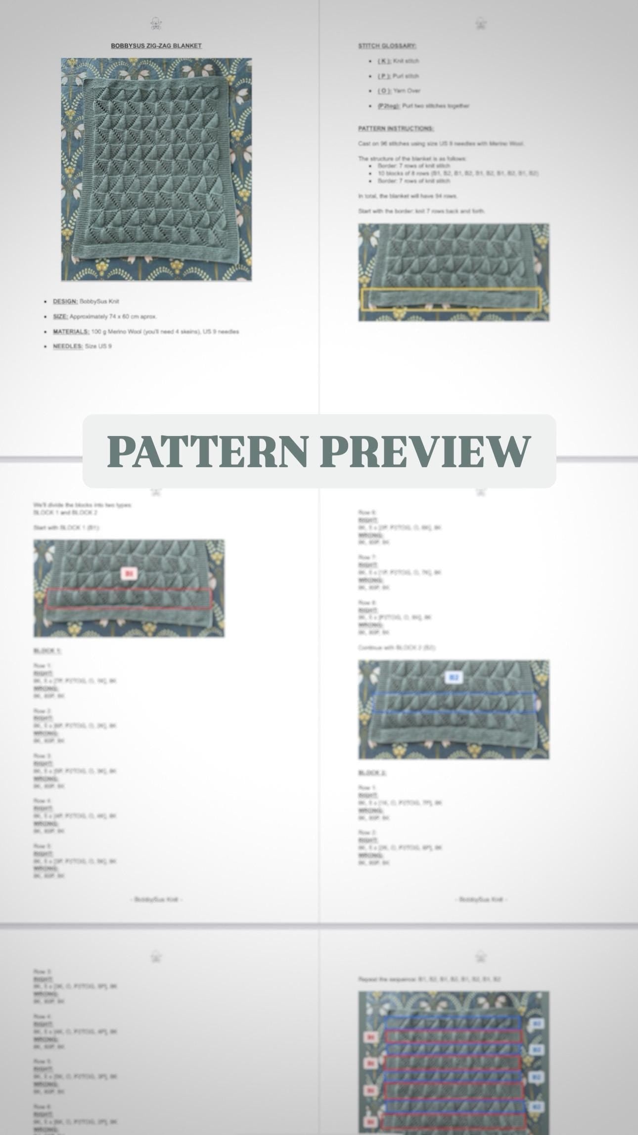 zig zag baby blanket knitting pattern pdf preview