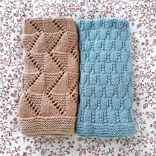 zig zag and beehive baby blanket knitting pattern bundle folded blankets