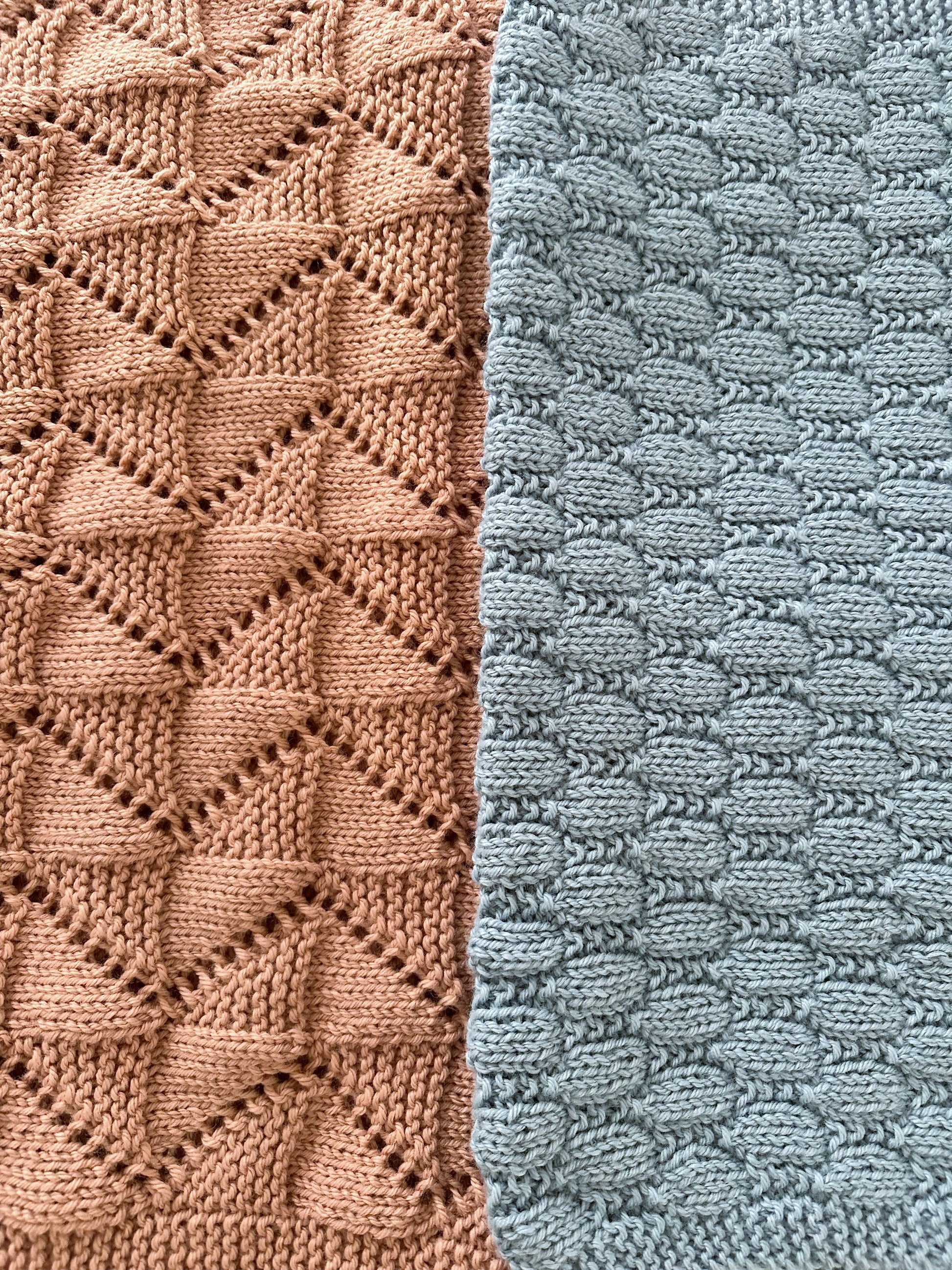 close up zig zag and beehive stitch baby blanket knitting patterns